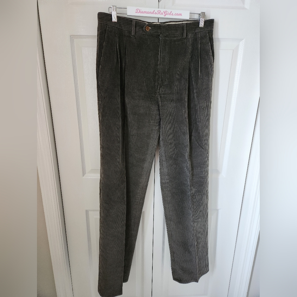 Mens Corduroy Pants Slacks Made in Italy 36x38 Gray EUC